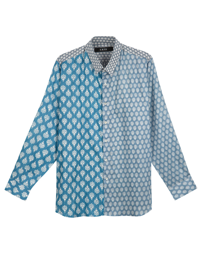 LUO II SHIRT IN BLUE, FADED BLUE AND GREY