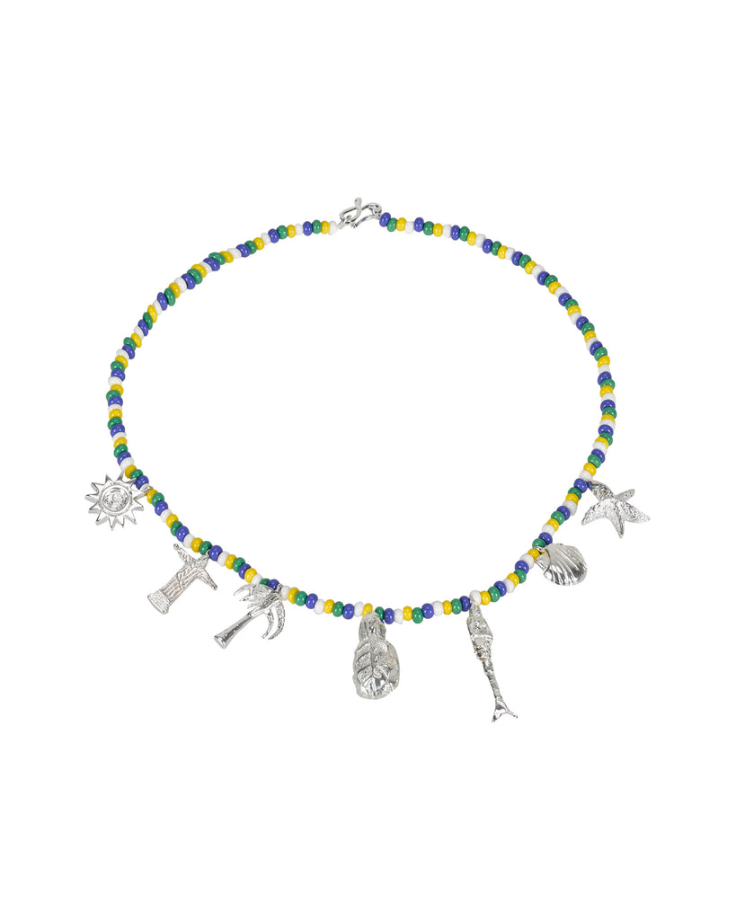 BRASIL BEADS NECKLACE IN WHITE GOLD