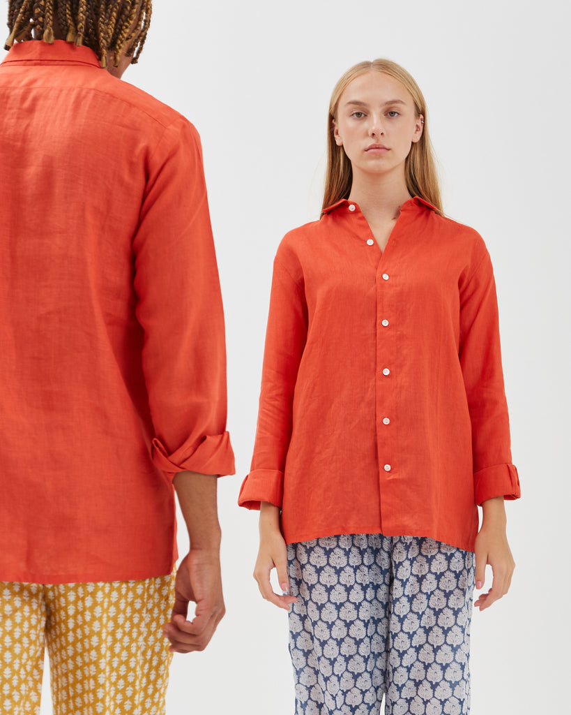 LINEN SHIRT IN CORAL