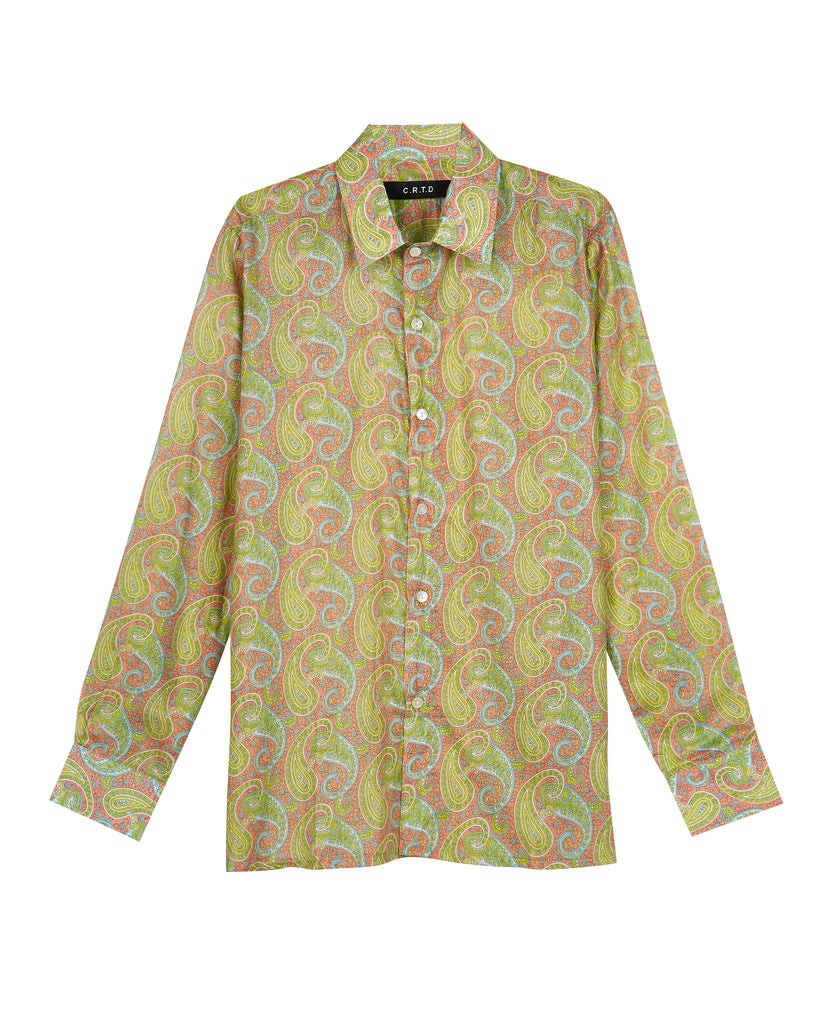 KISII SHIRT IN GREEN & CORAL